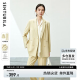 尚都比拉易打理职业西服套装女春秋气质正装西装外套裤子两件套 治愈黄 XL