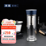 膳魔师（THERMOS）玻璃杯套组400ml双层耐热带滤网泡茶TCGB-400-BL iwaki 促销装 C