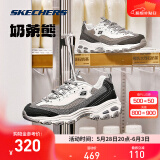 斯凯奇（Skechers）奶茶熊2代丨男女同款春夏老爹鞋潮流复古增高保暖熊猫鞋休闲鞋 【女款】椰乳大理石奶茶/BKGY 39