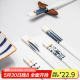 拜杰陶瓷筷子家用防霉防滑抗菌耐高温家庭分餐一人一筷高档餐具套装