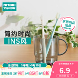 NITORI宜得利家居 家用简约透明牙刷杯子情侣刷牙杯漱口杯带手柄 灰色