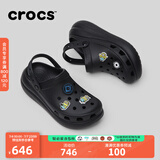 crocs卡骆驰檀健次同款经典泡芙洞洞鞋轻便舒适休闲鞋|207521 黑色-001(含智必星) 37 /38(230mm)