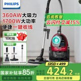 飞利浦（PHILIPS）卧式吸尘器家用 小型大吸力吸尘器手持大功率 有线吸尘器 强力除螨吸猫毛吸尘机 FC8632 FC8632/83（热卖款）