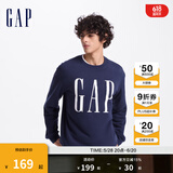Gap男女装字母印花大logo圆领抓绒卫衣609136简约经典款 海军蓝 180/100A(XL) 亚洲尺码