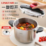 凌丰（LINKFAIR） 高压锅304不锈钢防爆压力锅家用燃气电磁炉通用 【5-6人量】+玻璃盖 22cm 6L