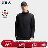 FILA 斐乐官方男装梭织外套2025春新款时尚休闲基础加绒立领夹克男 正黑色-BK L