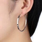 卓尔琪925银圆圈耳环女耳圈时尚大圈耳饰2025年新款圆环圈圈耳坠高级感 直径4.5厘米一对