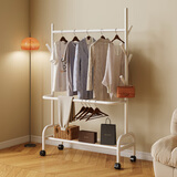 姗姗木艺衣帽架落地卧室挂衣架家用可移动收纳置物架多功能阳台晾衣架 