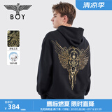BOY LONDON【金翼盾牌】潮牌长袖中性风夏季烫钻绣花LOGO廓形连帽卫衣N04018 黑色 S 此款偏大，建议拍小一码