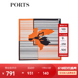 PORTS宝姿丝巾春季新款“曲线花影”印花方巾LD8A6119 燕麦灰