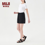 无印良品（MUJI）女式 双层编织短裤 裤子 休闲裤 BB09CC3S 白色运动短裤 夏 黑色 S