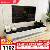 古宜（Guyi） 北欧电视柜客厅简约现代黑白色茶几吊柜组合烤漆钢化玻璃斗柜 1.8米黑电视柜