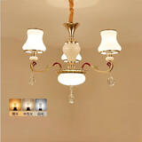 弦鸿欧式客厅吊灯轻奢大气大灯别墅大厅主灯2025新款餐厅卧室中山灯具 7001-3头（三色调光）