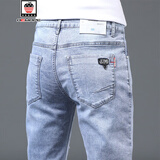 AEMAPE/美国苹果 牛仔裤男士春秋季新款修身小脚韩版商务休闲长裤子男裤 浅蓝色 32