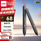 得力（deli）红光PPT翻页笔 可书写 触控笔 百米远控 磁力吸附 智能充电激光翻页笔MA112