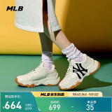MLB鞋子男女四季复古增高老爹鞋休闲鞋3ASHC101N-50BGL-260/淺米色