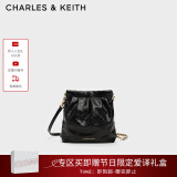 CHARLES&KEITH迷你菱格流浪包单肩斜挎双肩包包女包生日520礼物CK2-60782390 Black黑色 S