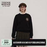 Teenie Weenie小熊春季美拉德简约圆领宽松休闲复古学院卫衣上衣女 黑色 L (170)