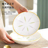 华青格陶瓷盘子8英寸4只家用餐盘菜盘牛排盘饺子盘饭盘釉下彩手绘慕韵