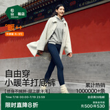 松山棉店【自由穿小暖羊保暖打底裤】女保暖裤含绵羊毛外穿高腰无痕裤新品 打底裤净色-深蓝 XL (推荐125-140斤)