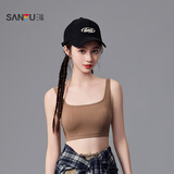 三福 薄杯无钢圈文胸 无缝套头轻运动固定杯小背心内衣女479126 咖啡 75B