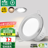 雷士（NVC）筒灯 LED筒射灯孔灯天花灯走廊过道灯 背景装饰灯牛眼灯 4W砂银暖白光开孔75-85mm