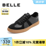 百丽男鞋舒适牛皮休闲鞋商场同款复古夏季透气德训鞋52022CM0【预售】 黑色 43 (265mm)