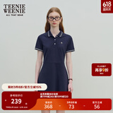 Teenie Weenie小熊休闲通勤气质收腰Polo白色连衣裙夏装连身裙女装裙子 藏青色 L (170)