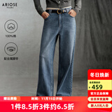 艾诺丝雅诗【商场同款】2025冬季新品复古丹宁纯棉高腰直筒牛仔裤女40933286 牛仔兰 2XL