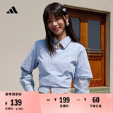adidas情侣休闲纯棉上衣圆领短袖T恤男女夏季阿迪达斯官方轻运动 蓝色 M