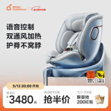 两只兔子求知2光晖版智能儿童安全座椅0-8岁婴儿宝宝车载通风 冰晶蓝