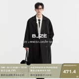 伯爵卓尔【活页设计长款】高级定织设计双排扣通勤风衣男外套2025春秋新款 黑色 3XL