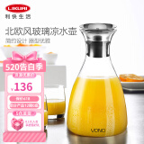 利快 凉水壶大容量水壶家用冷水壶凉水杯饮料果汁茶壶耐热玻璃 透明 1000ml 1只