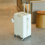 EAZZ【一体铝框】行李箱铝框拉杆箱万向轮旅行箱男女学生密码箱皮箱子 （超轻耐摔拉链）白色 20英寸 10%选择登机箱短途行