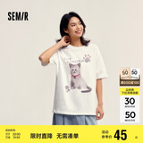森马短袖t恤女舒适纯棉重磅内搭年可爱萌宠印花上衣109324100025