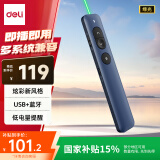 得力（deli）激光翻页笔 绿光教师ppt投影笔激光笔教鞭蓝牙连接演讲笔 无线演示翻页器课件笔 蓝色NS100