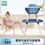 小龙哈彼（Happy dino）宝宝儿童餐椅书桌家用吃饭学习椅可拆卸多功能蘑菇餐椅6个月-10岁 经典款-蓝色