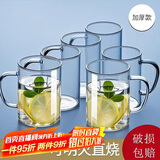 青苹果耐热玻璃杯6只装 可加热围炉煮茶水杯 带把泡茶杯牛奶杯