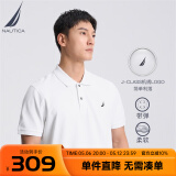 NAUTICA【商场同款】男装夏款商务休闲舒适亲肤棉氨透气短袖POLO男KX2100 1BW白色(221) 2XL