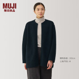 无印良品（MUJI）女式 长毛抓绒 大衣 长袖秋冬款 羊羔绒外套外衣 女装 BB2QPA4A 深藏青色 M (160/84A)