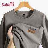 班尼路（Baleno）长袖男秋季美式潮流重磅纯棉运动宽松简约复古休闲圆领打底衫t恤