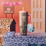 野兽派家居（tbh）保温杯Hello Kitty巨无霸吸管随行杯不锈钢保冷杯水杯情人节礼物 巨无霸保温杯 经典豹纹 (含mini收纳包挂件) 1200ml (含mini收纳包挂件)