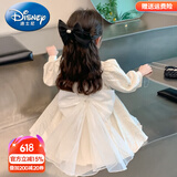 迪士尼（Disney）童装女童连衣裙春秋季新款儿童裙子秋装花童蓬蓬裙女孩生日礼服裙 白色【春秋款】 90尺码1~2岁【 80-90cm】cm