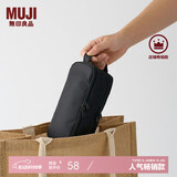 无印良品（MUJI）锦纶笔袋/附提手/附透明隔层 文具盒铅笔盒大容量黑 19*８*８cm