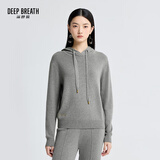 深呼吸DEEP BREATH女装简约百搭连帽套头卫衣针织衫上衣女A300858 灰 M (3)