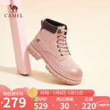 骆驼（CAMEL）大黄靴女都市户外四季可穿系带工装靴马丁靴 L23W307016 粉色 37