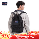 JANSPORT杰斯伯双肩包女男26L隔层轻便大容量背包学生书包 4QUE 008 黑色【升级款】侧袋+隔层