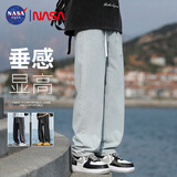 NASA GISS官方潮牌联名牛仔裤男宽松复古美式高街潮流休闲长裤 浅蓝 XL 