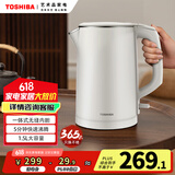 东芝（TOSHIBA）电热水壶1.5升进口Strix温控器母婴级食品级家用保温开水烧水壶双层防烫304不锈钢