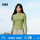 森马（Semir）长袖T恤女半高领吸湿发热抗菌2024冬紧身抓绒打底衫109724101001